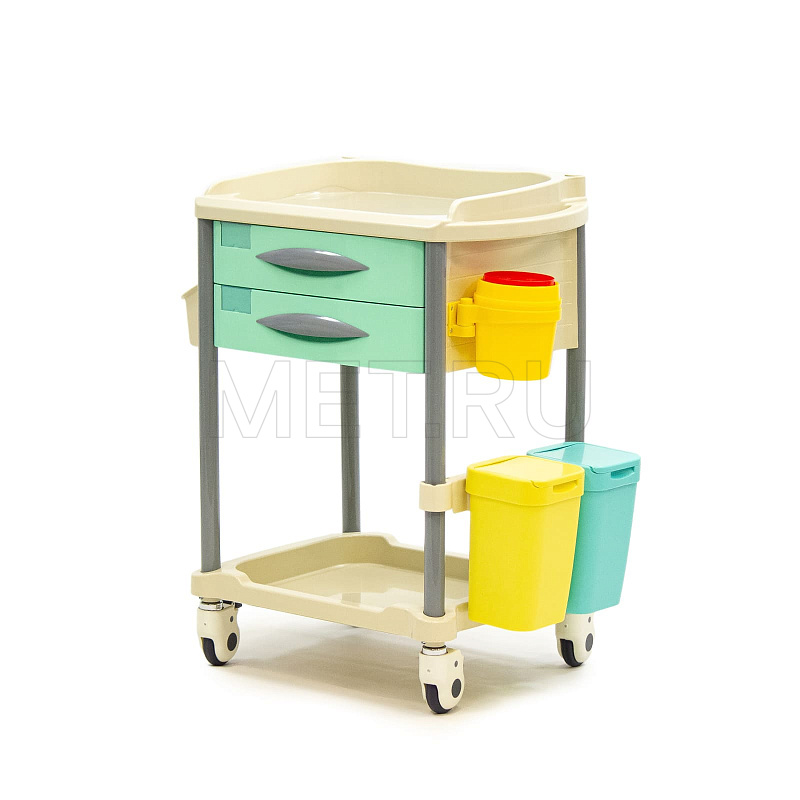 MET BLQ 008  Столик манипуляционный медицинский с двумя ящиками  от производителя